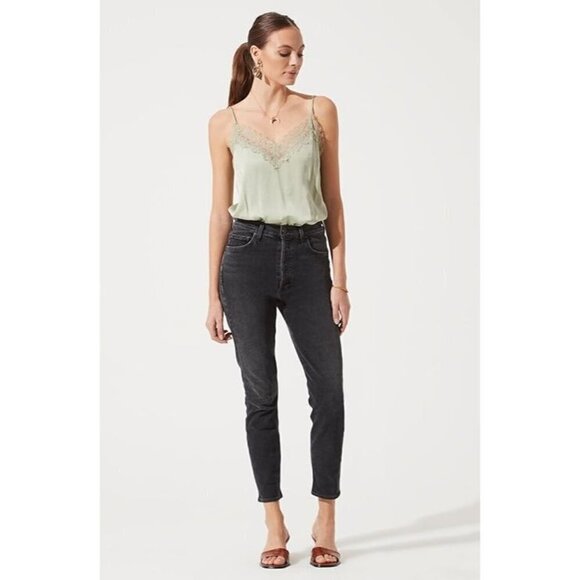 ASTR the Label Lace Trim Camisole Bodysuit in Sage Medium New Womens Tank Top - Picture 1 of 7